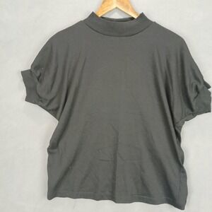 Sky Lite Shirt‎ Mens Medium Black Cotton Turtleneck Short Sleeve Relaxed Fit